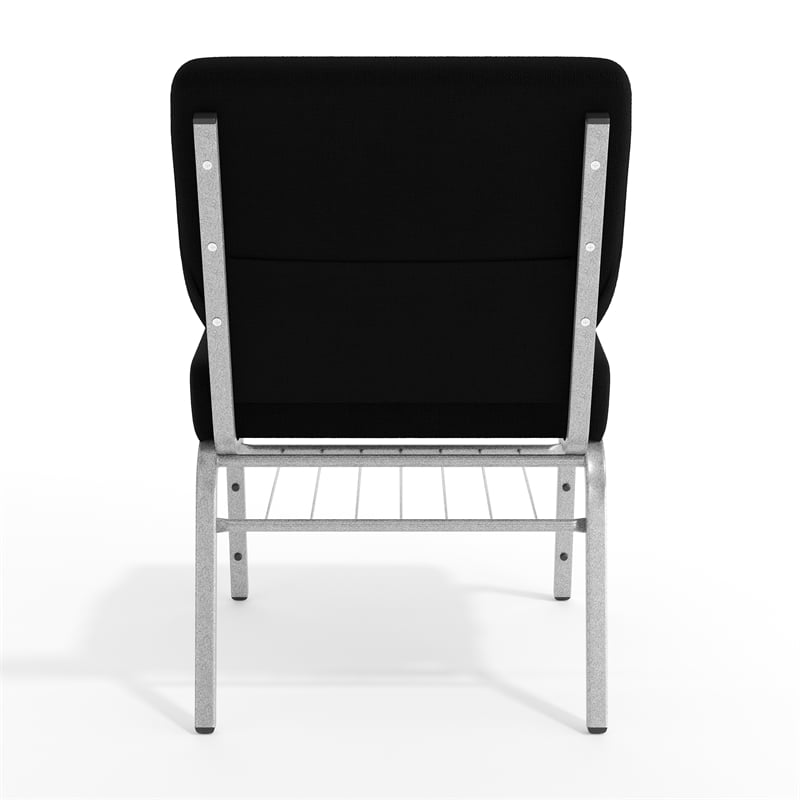 Flash Furniture Hercules Church Stacking Chair in Silver and Black