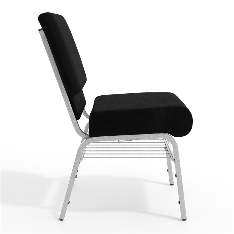 Flash Furniture Hercules Church Stacking Chair in Silver and Black