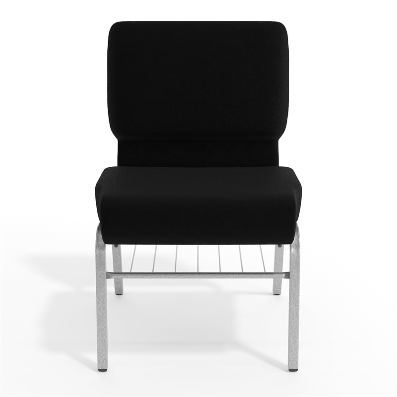 Flash Furniture Hercules Church Stacking Chair in Silver and Black