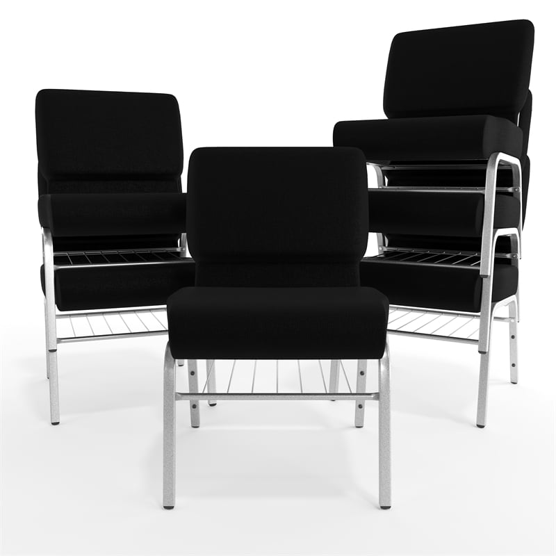Flash Furniture Hercules Church Stacking Chair in Silver and Black