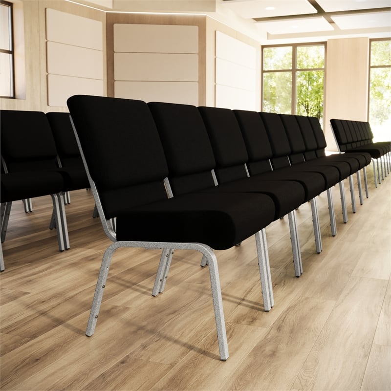 Flash Furniture Hercules Stacking Church Stacking Chair in Black