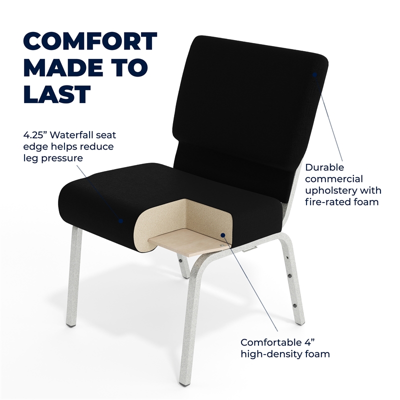 Flash Furniture Hercules Stacking Church Stacking Chair in Black