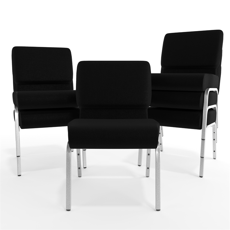 Flash Furniture Hercules Stacking Church Stacking Chair in Black