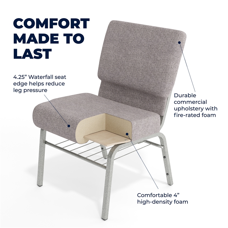 Flash Furniture Hercules Series Church Stacking Chair in in Gray
