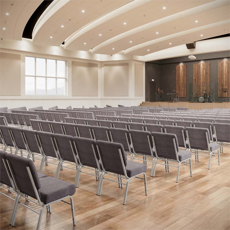 Flash Furniture Hercules Series Church Stacking Chair in in Gray