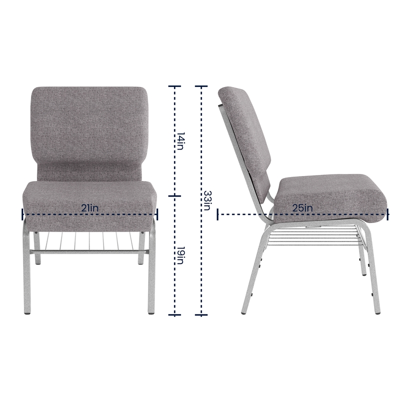 Flash Furniture Hercules Series Church Stacking Chair in in Gray