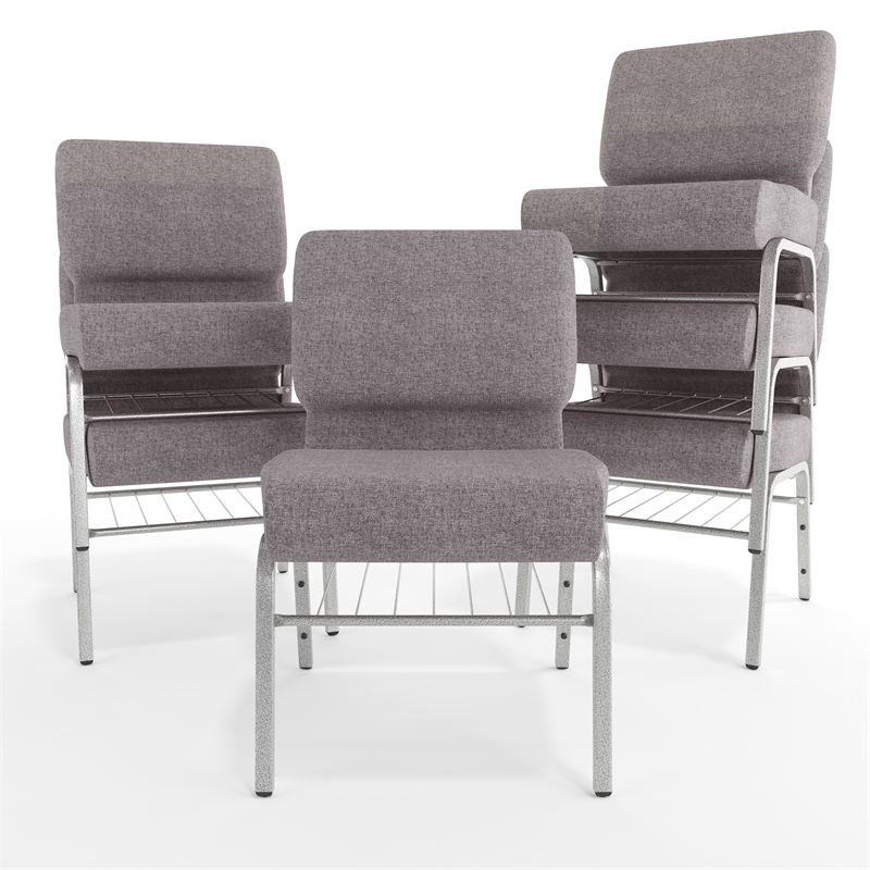Flash Furniture Hercules Series Church Stacking Chair in in Gray