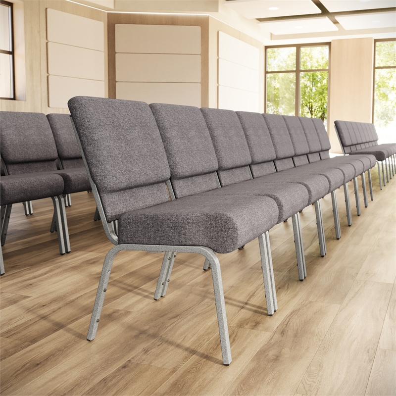 Flash Furniture Hercules Series Stacking Church Stacking Chair in Gray