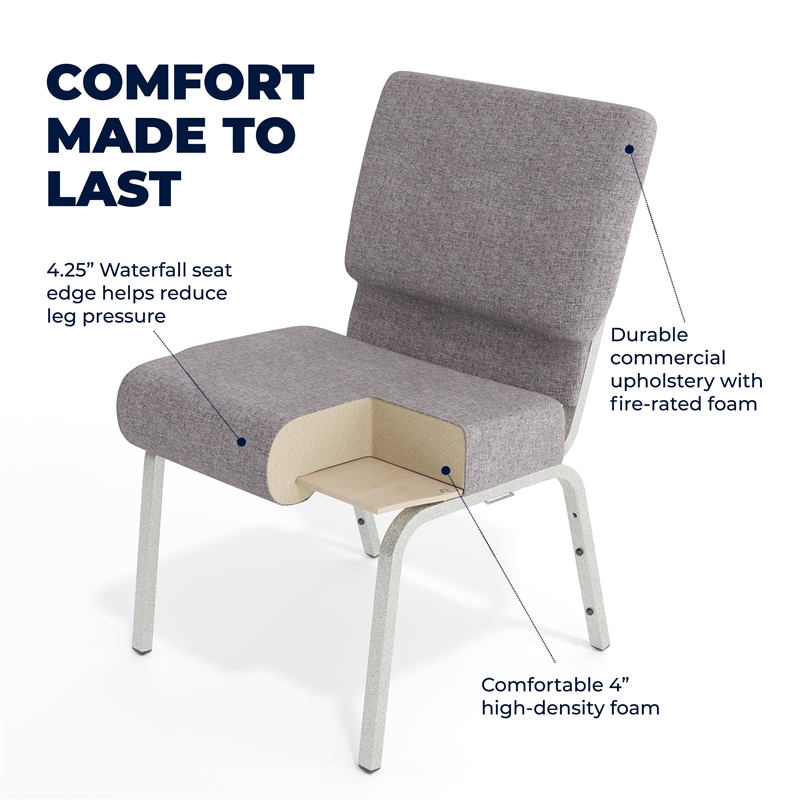 Flash Furniture Hercules Series Stacking Church Stacking Chair in Gray