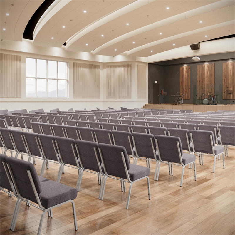 Flash Furniture Hercules Series Stacking Church Stacking Chair in Gray