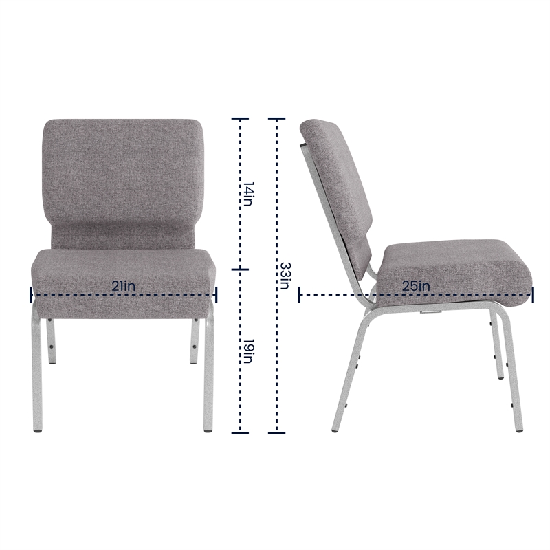 Flash Furniture Hercules Series Stacking Church Stacking Chair in Gray