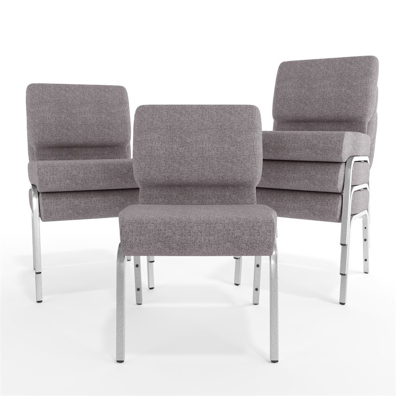 Flash Furniture Hercules Series Stacking Church Stacking Chair in Gray
