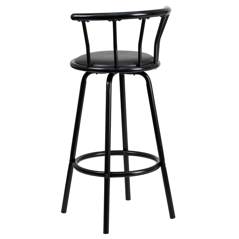 Flash Furniture Metal Crown Back Swivel Stool In Black