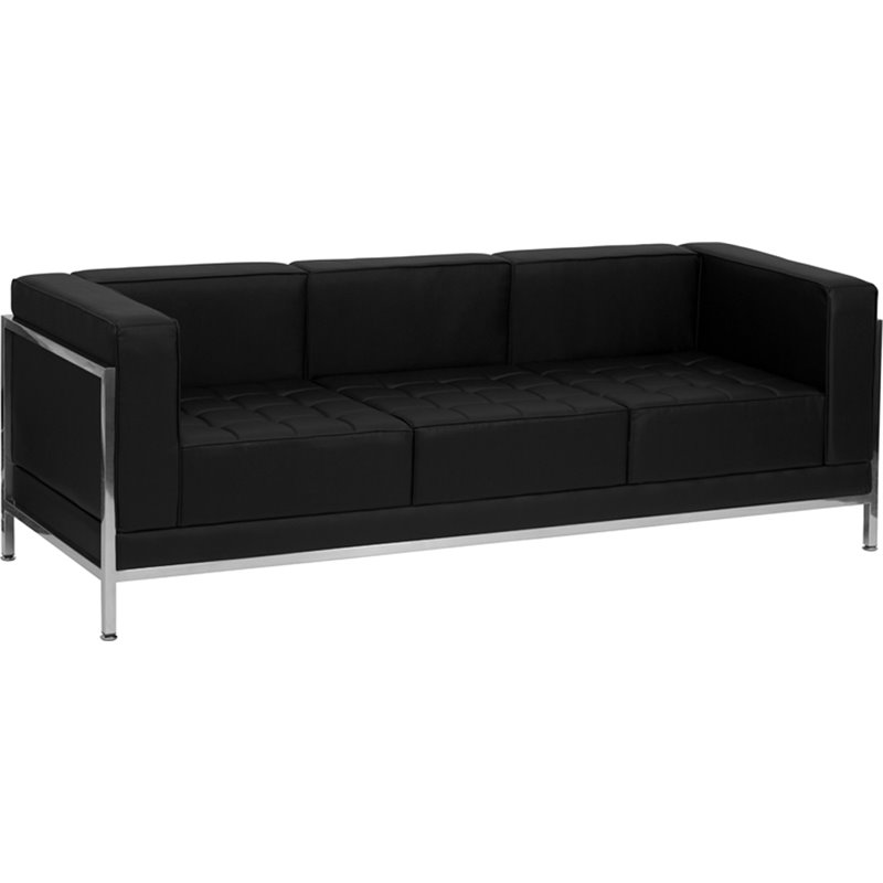 Flash Furniture Hercules Imagination 3-Piece Stainless Steel Sofa Set in Black
