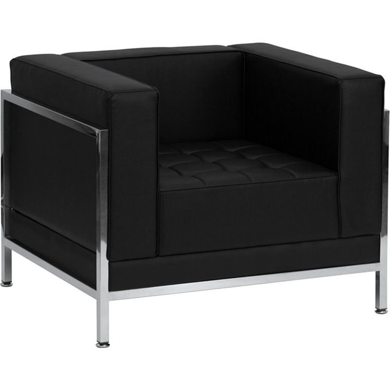 Flash Furniture Hercules Imagination 3-Piece Stainless Steel Sofa Set in Black