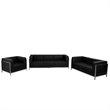 Flash Furniture Hercules Imagination 3-Piece Stainless Steel Sofa Set in Black