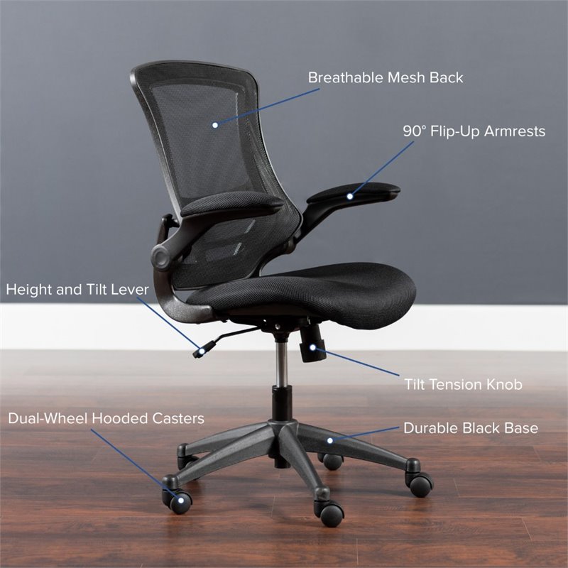 Flash Furniture Mid-Back Mesh Office Chair in Black