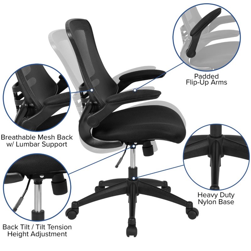 Flash Furniture Mid-Back Mesh Office Chair in Black