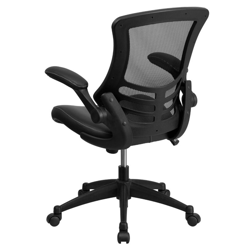 Flash Furniture Mid Back Mesh Leather Office Chair in Black