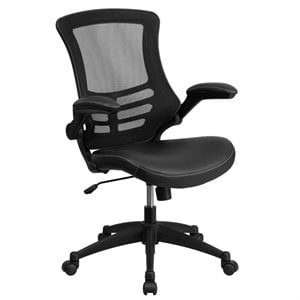 Flash Furniture Mid Back Mesh Leather Office Chair in Black