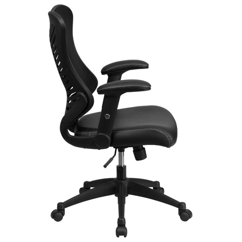 Flash Furniture High Back Mesh Leather Office Chair in Black