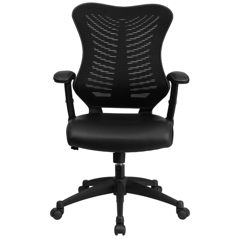 Flash Furniture High Back Mesh Leather Office Chair in Black