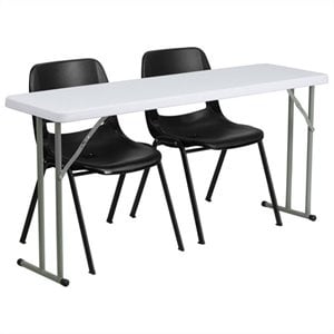 Flash Furniture 3 Piece 60&quot x 18&quot Folding Table Set in White and Black