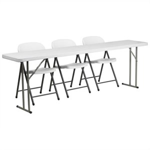 Flash Furniture 4 Piece 96&quot x 18&quot Folding Table Set in White