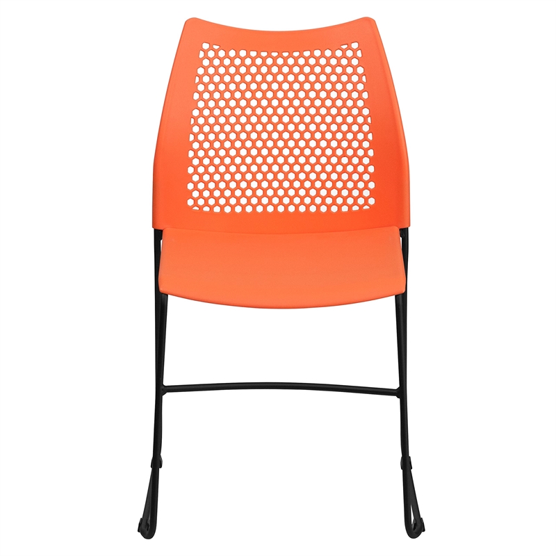 Flash Furniture Hercules Air Vent Sled Base Stacking Chair in Orange