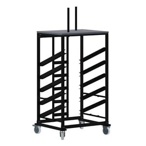 Flash Furniture 30&quot Round Cocktail Table Metal Dolly in Black