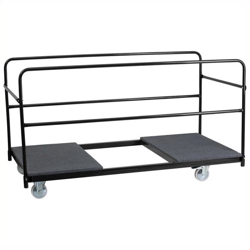 Flash Furniture Round Folding Tables Dolly in Black