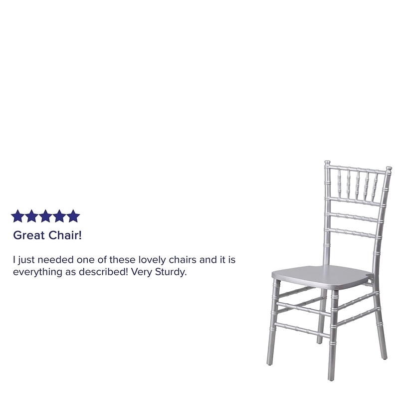 Flash Furniture Hercules Wood Chiavari Stacking Dining Side Chair in Silver