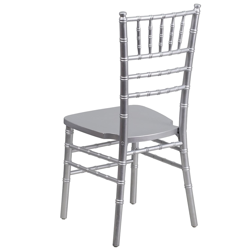 Flash Furniture Hercules Wood Chiavari Stacking Dining Side Chair in Silver