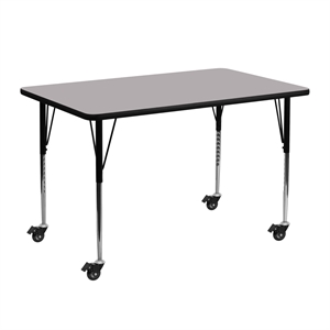 Flash Furniture 31&quot x 24&quot x 48&quot Rectangular Thermal Fused Top Mobile Activity Table in Gray