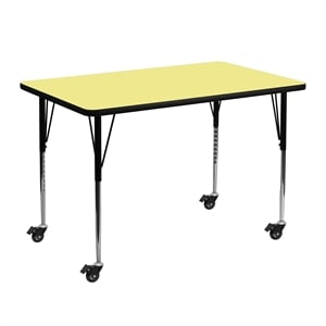 Flash Furniture 31&quot x 30&quot x 48&quot Rectangular Thermal Fused Top Mobile Activity Table in Yellow