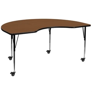 Flash Furniture 31&quot x 96&quot High Pressure Top Mobile Activity Table in Oak