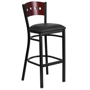 Flash Furniture Hercules 32&quot Upholstered Bar Stool in Mahogany and Black