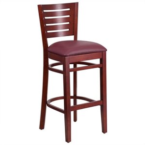 Flash Furniture Darby 43.5&quot Upholstered Restaurant Barstool in Mahogany/Burgundy