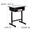 Flash Furniture Student Desk in Black and Gray