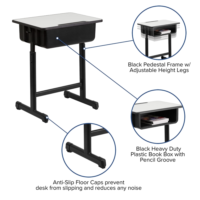 Flash Furniture Student Desk in Black and Gray