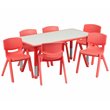 Flash Furniture Plastic Activity Table Set with 6 School Stacking Chairs in Red