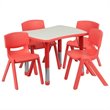 Flash Furniture Curved Plastic Activity Table Set with 4 Stack Chairs in Red