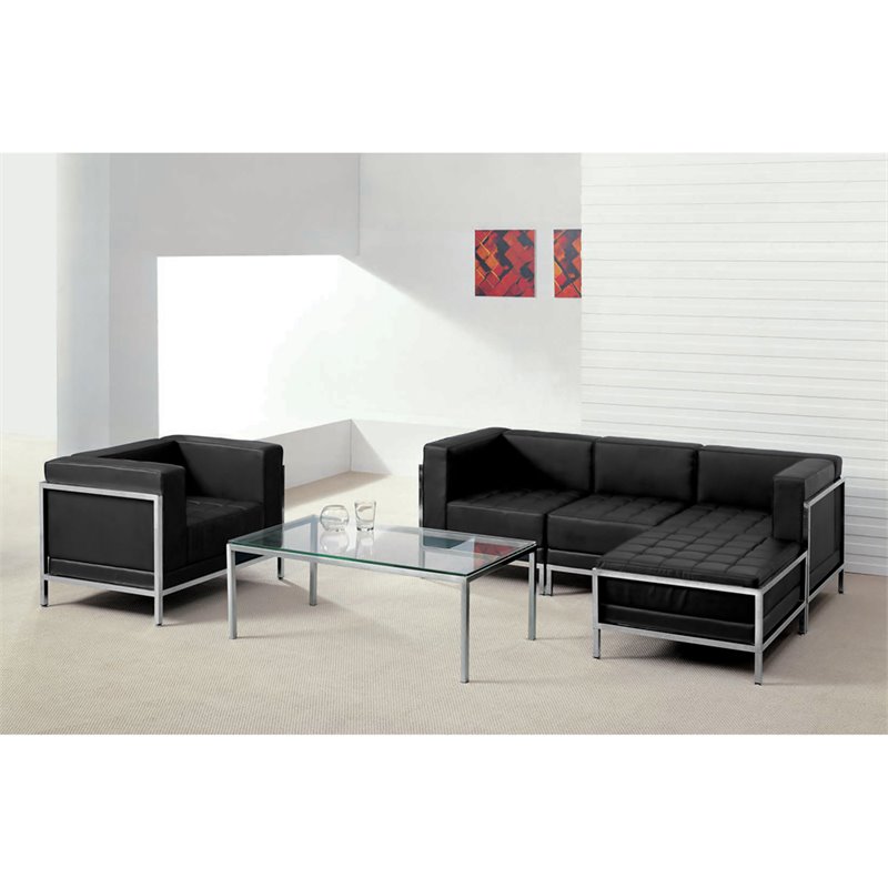 Flash Furniture Hercules Imagination 5 Piece Leather Sectional Set in Black