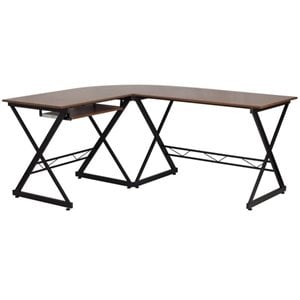 Flash Furniture 87&quot L-Shape Computer Desk in Brown