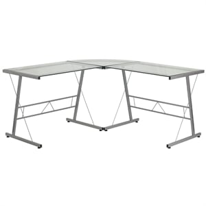 Flash Furniture Glass L-Shape Desk In Clear Silver