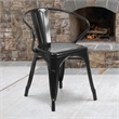 Flash Furniture Metal Stackable Dining Arm Chair in Black
