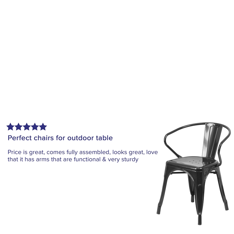 Flash Furniture Metal Stackable Dining Arm Chair in Black