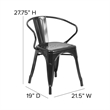 Flash Furniture Metal Stackable Dining Arm Chair in Black