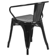 Flash Furniture Metal Stackable Dining Arm Chair in Black