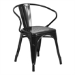 Flash Furniture Metal Stackable Dining Arm Chair in Black